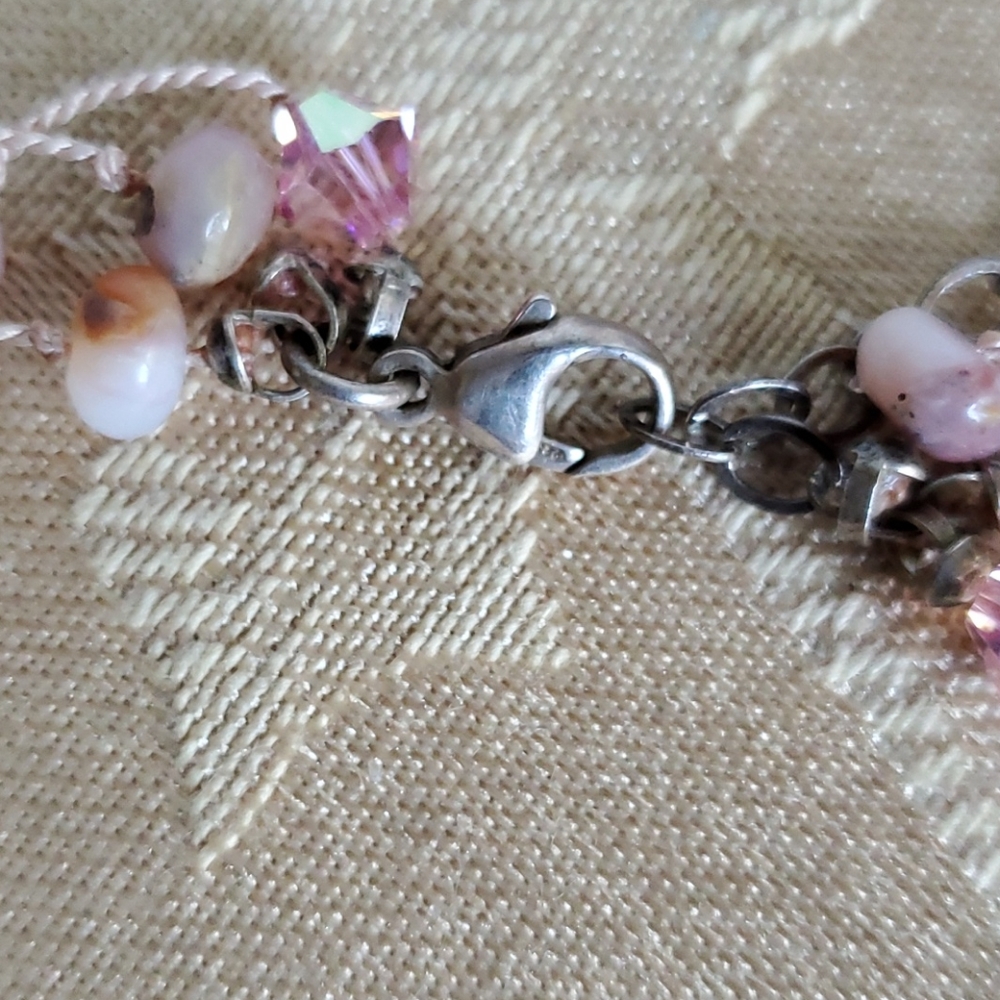Handmade Rose-quartz Tri-tier Necklace 925 - Picture 6 of 14